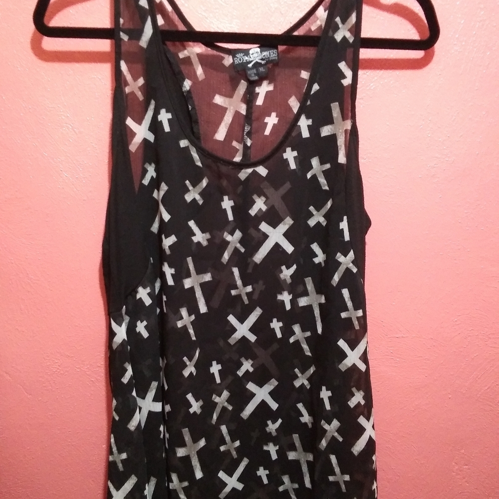 Sheer Fashion Tank -Crosses